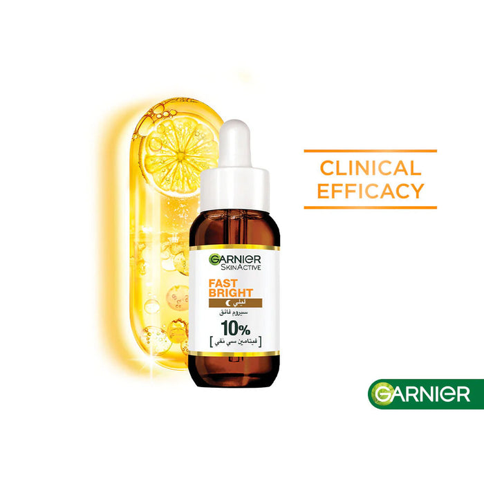 GARNIER Fast Bright 10% Pure Vitamin C & Hyaluronic Acid - Brightening Night Serum 30ml