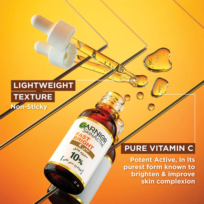 GARNIER Fast Bright 10% Pure Vitamin C & Hyaluronic Acid - Brightening Night Serum 30ml