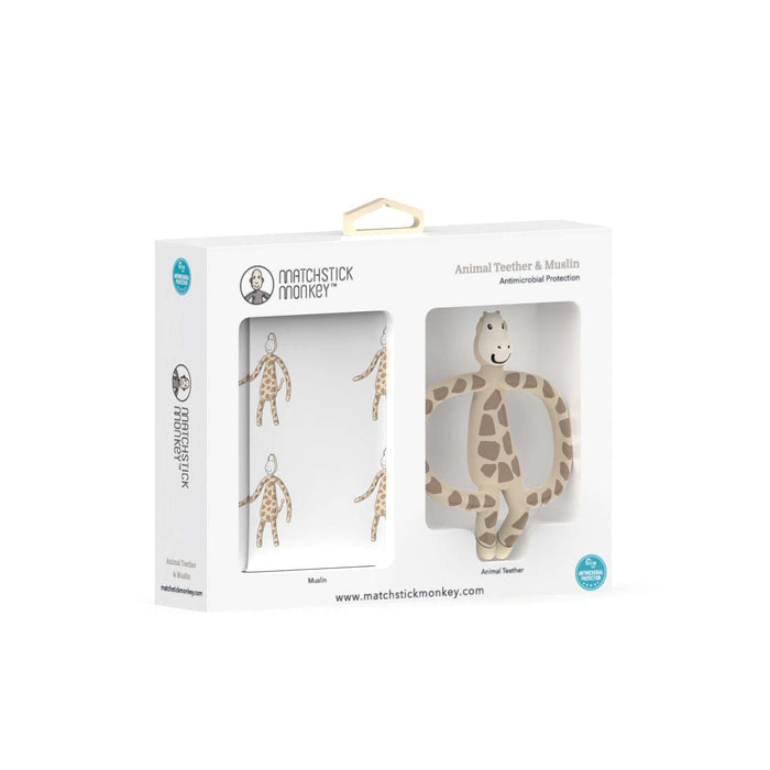 MATCHSTICK MONKEY Animal Teether & Muslin Gift Set